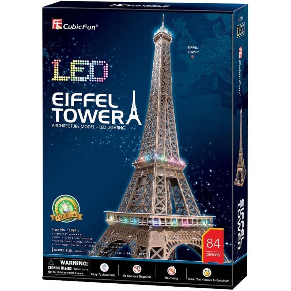 CUBICFUN 3D PUZZLE ΠΥΡΓΟΣ ΤΟΥ ΑΙΦΕΛ EIFFEL TOWER WITH LED L091H ΠΑΖΛ