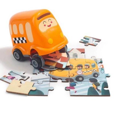 Wooden Puzzles in School Bus Top Bright