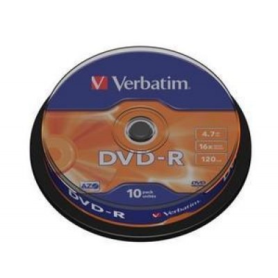 DVD-R VERBATIM 4.7GB 16X 120ΜΙΝ CAKEBOX 10TEMX 43523