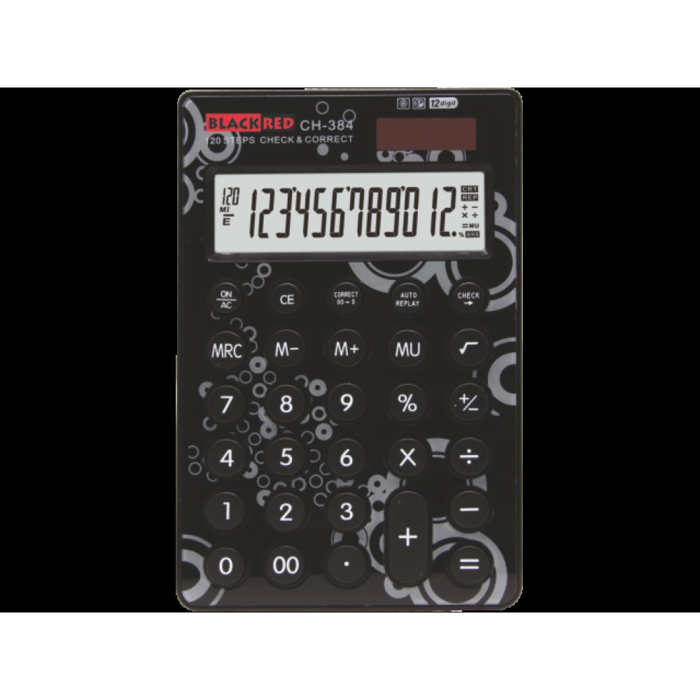 CALCULATOR BLACK-RED CHECK & COREECT 12 ΨΗΦΙΩΝ CH-384 Αριθμομηχανές