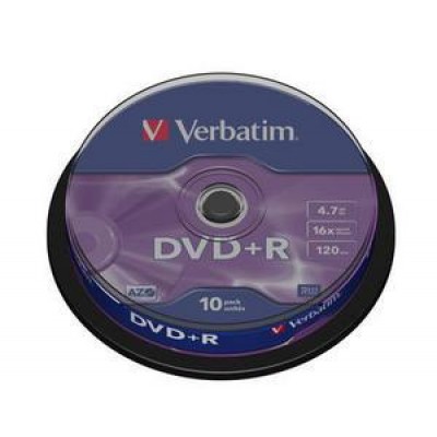 DVD+R VERBATIM 120MIN 4,7GB 16X CAKEBOX 10TEMX 43498