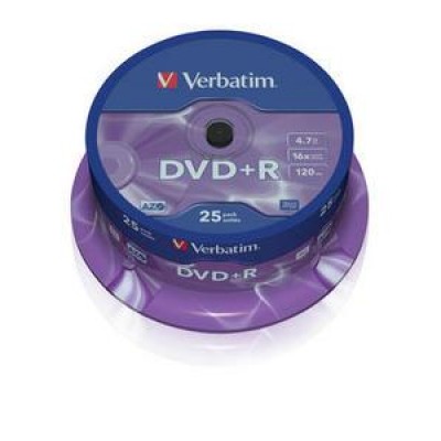 DVD+R VERBATIM 4.7GB 16X 120MIN CAKEBOX 25TEMX 43500