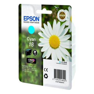 EPSON 18 CYAN 3,3ML EPST180240 XP-30-102-202-205-302 180 PAGES